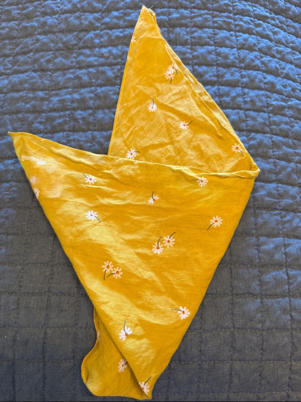 Madewell Mustard Yellow Daisy Scarf Bandana - Picture 3 of 5